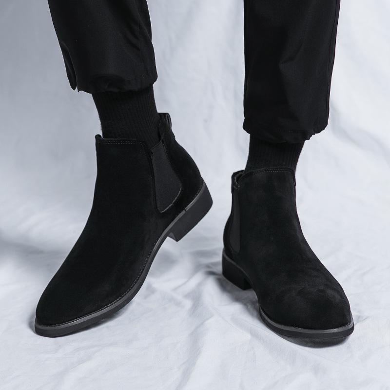 Men's Autumn/Winter 2025 Pointed Toe High-Top Leather Boots – Business Chelsea Slip-On Martins