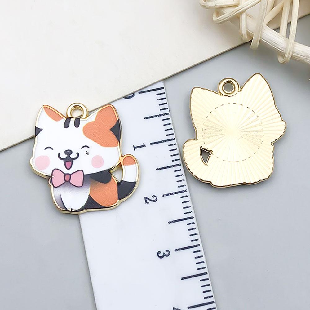 Colorful Enamel Alloy Cat Charms for DIY Bracelets - Set of 10