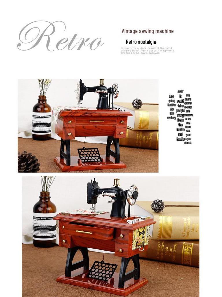 Kreatívna Retro Gramofón & Šijací Stroj Hudobná Skrinka Ozdoba - Dekorácia do Vínového Cabinetu & Darček