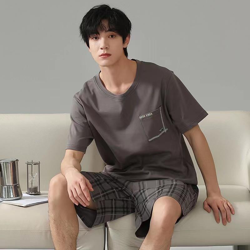 Summer Men's Pajamas Knit Pajamas Set Pajamas Big Boys Pajamas Family Clothing
