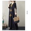 New Embroidered Solid Color Temperament Vacation Bohemian Extra Long Dresses