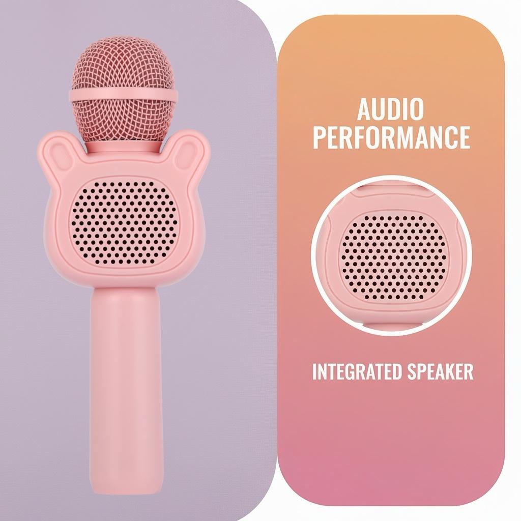 Kid’s Portable KTV Microphone, Bluetooth Wireless, TWS Connection, Colorful LED Lights, Karaoke Microphone Birthday Gift Toy