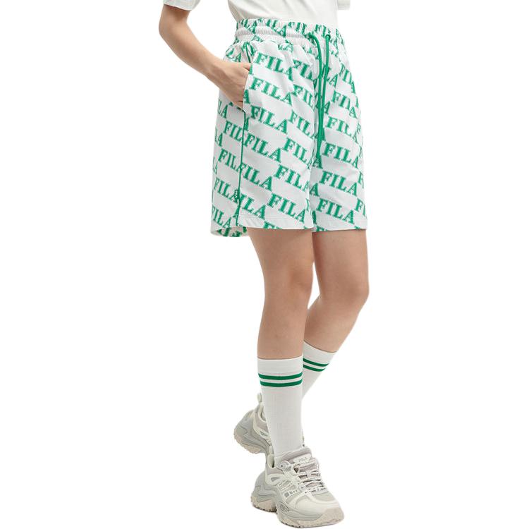 Fila Letter Mid Waist Loose Color Block Straight Casual Shorts Women Shorts F11W419804F-ZB