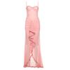 Women's New Style Temperament Sexy Backless Mesh Suspender Long Skirt Solid Color Slim Dress