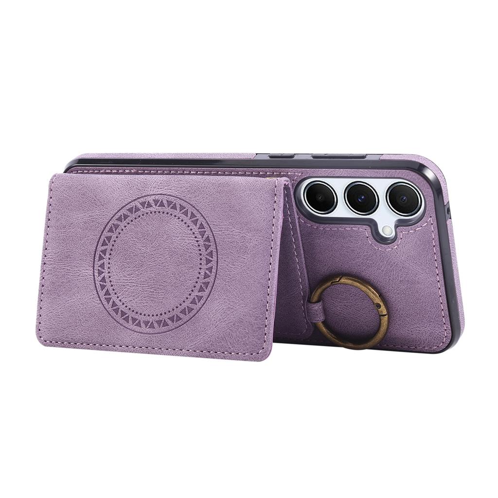For Samsung Galaxy A56 5G Case Card Holder Kickstand Leather + TPU Phone Cover with Ring Holder