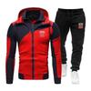 Herren Winter Warm Fleece-gefüttert Kapuzen-Reißverschluss-Sweatshirt Set Lockerer Sitz Sportbekleidung Trainingsanzug Laufen Fitnessstudio Freizeit