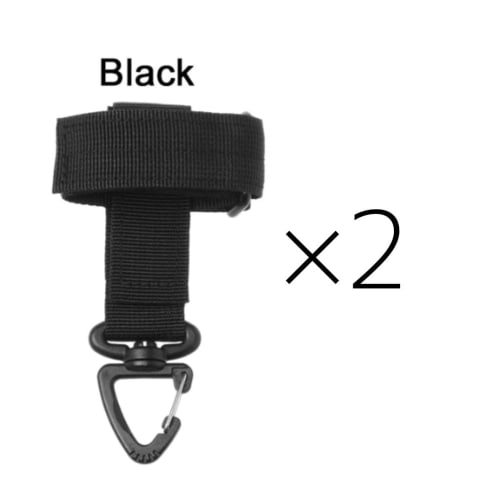 Nylon Glove Holder with Keychain, Tactical Glove Climbing Rope Storage Buckle for 2-Inch Duty Belt (Gloves Not Included), 2-Pack, Black