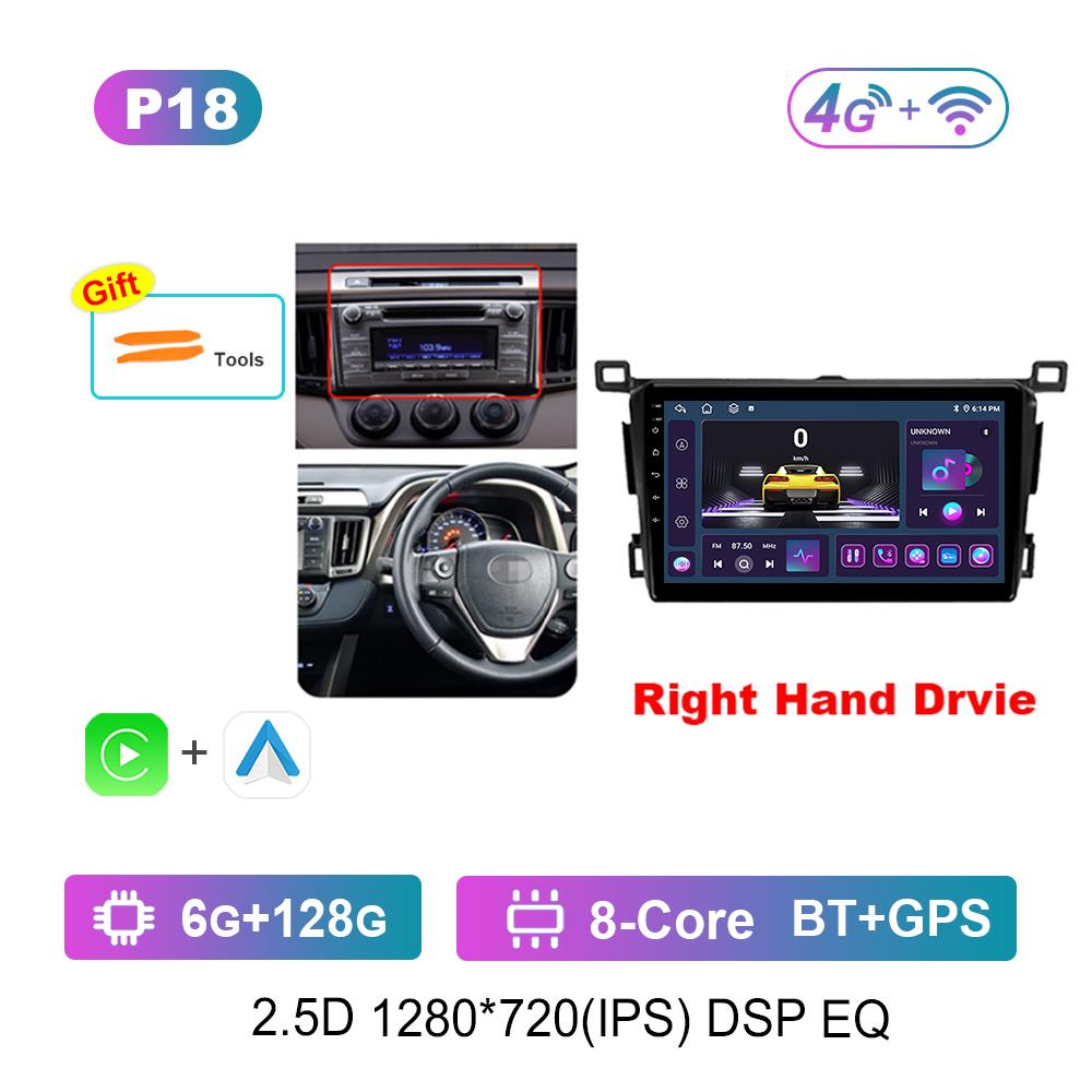 Volan pe dreapta Sistem de operare Android pentru Toyota RAV4 4 XA40 5 XA50 2012 - 2018 Radio auto Player multimedia DSP Stereo GPS 4G Ecran divizat