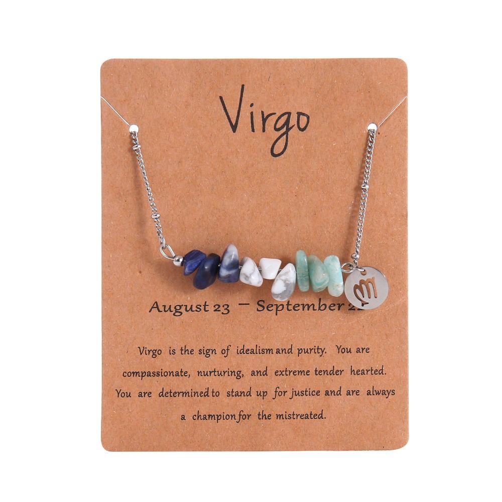 Natural Crushed Stone Zodiac Signs Constellation Necklace Constellation Charm Female Jewelry
