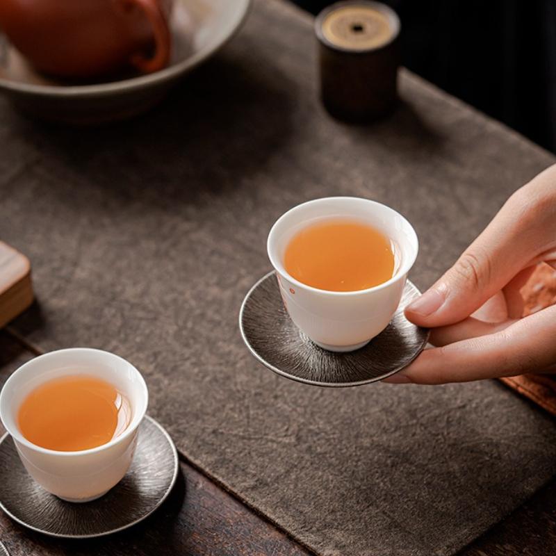 Japanese-style coaster, alloy cup holder, tea saucer, tea holder, antique Zen wind insulation pad, Kung Fu tea set tea ceremony