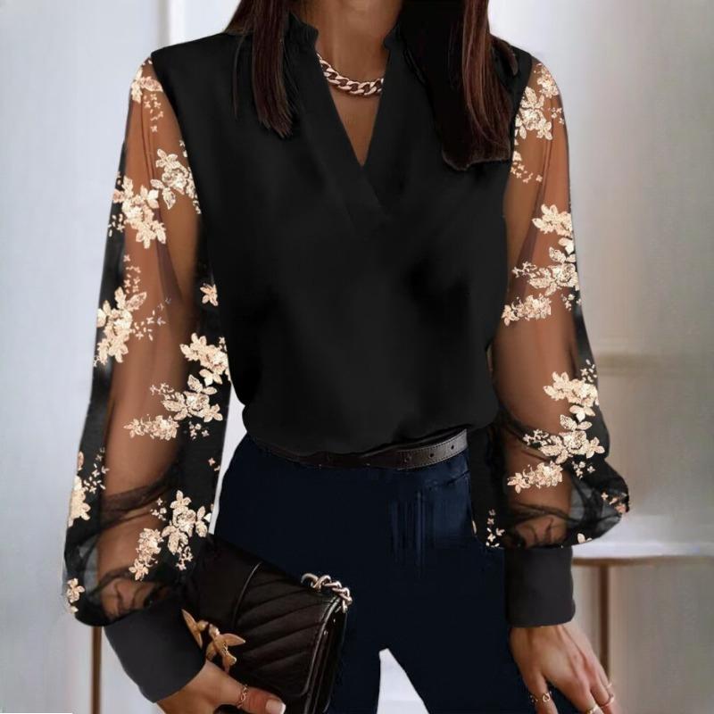 

Осенне-зимняя женская модная рубашка с V-образным вырезом и длинными рукавами XXL дымный черный