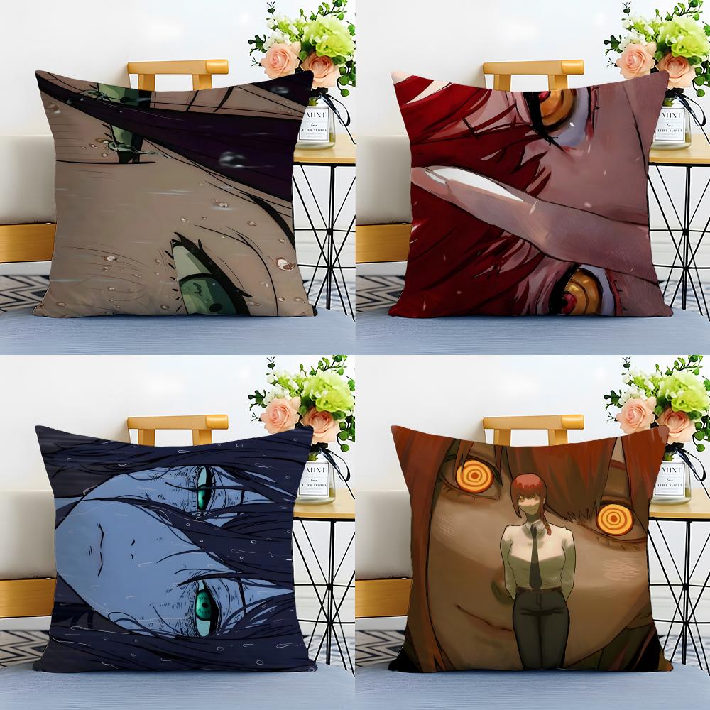 C-Chainsaw Man Cushion Cover Washable Linen Pillowcase Soft For Sofa Bed Cozy Home Room Decor
