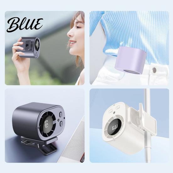 Hands-free Clip-on Fan Quiet with Digital Display 199 Speeds Adjustable Neck Belt Cooling Travel Portable Hands-Free Rechargeable Car Air Vent