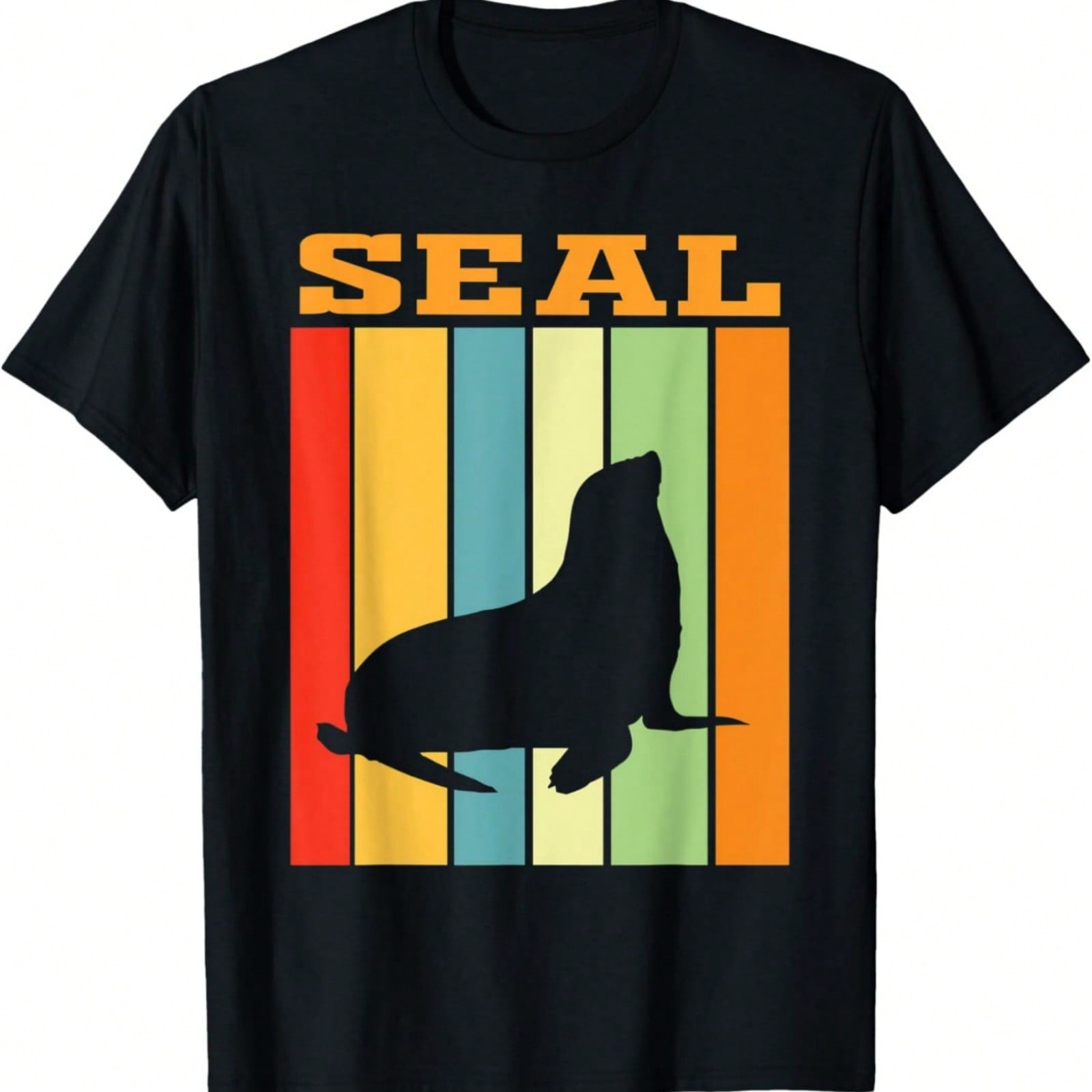 Seal Shadow Silhouette In Retro Colors T-Shirt S разноцветный