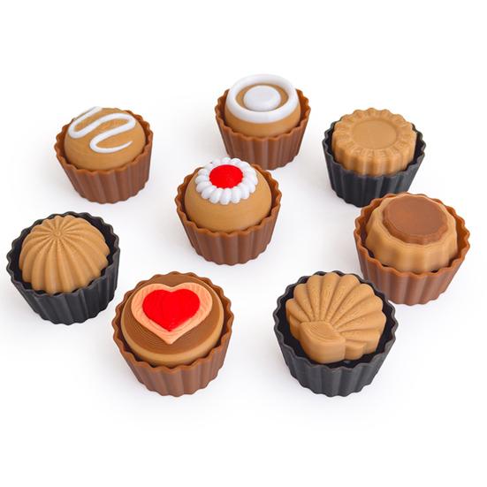 3D-gedruckter Dessert-Klicker-Schlüsselanhänger Stressabbau Cupcake-Dekompressionsknopf Fidget-Schlüsselring Tasche Rucksack Geldbörse Anhänger