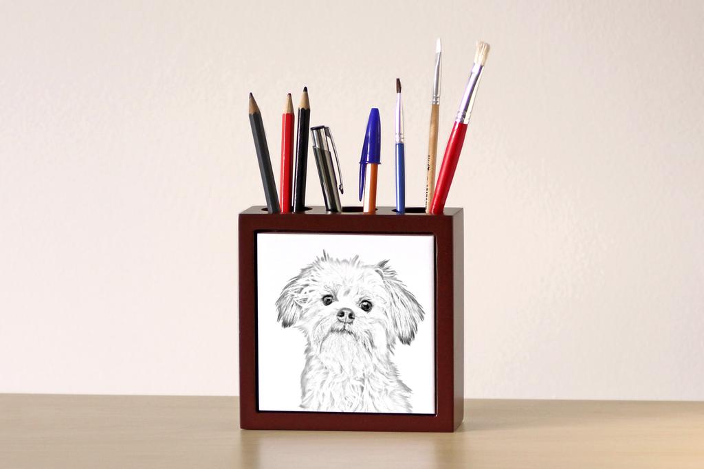 Lowchen, Little Lion Dog – Pen holder with a dog, desk organizer with a print | Art-Dog