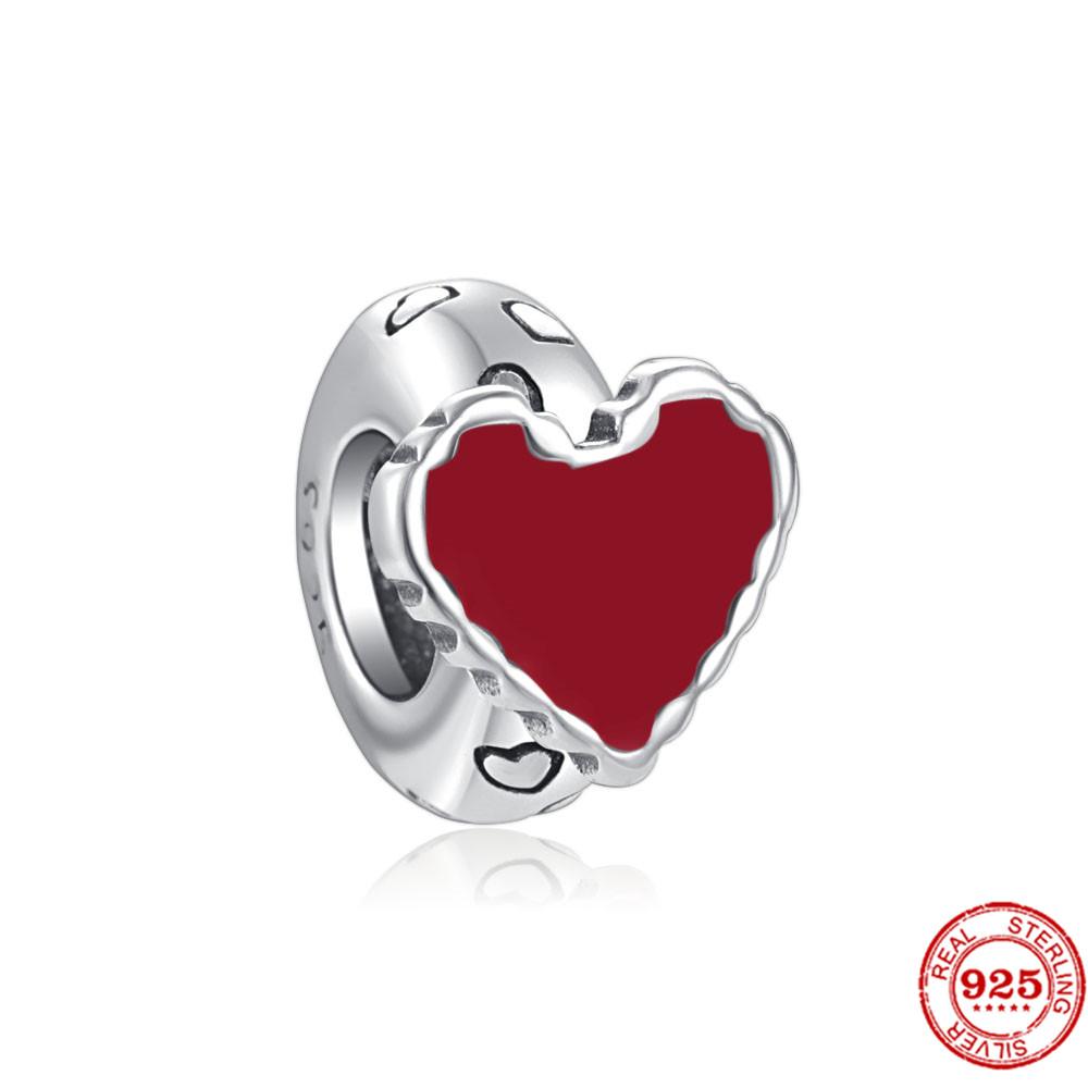 925 Sterlingsilber DIY Schmuck Lippenstift High Heels Liebesherz Hantel Apfel Charm Perle Armband