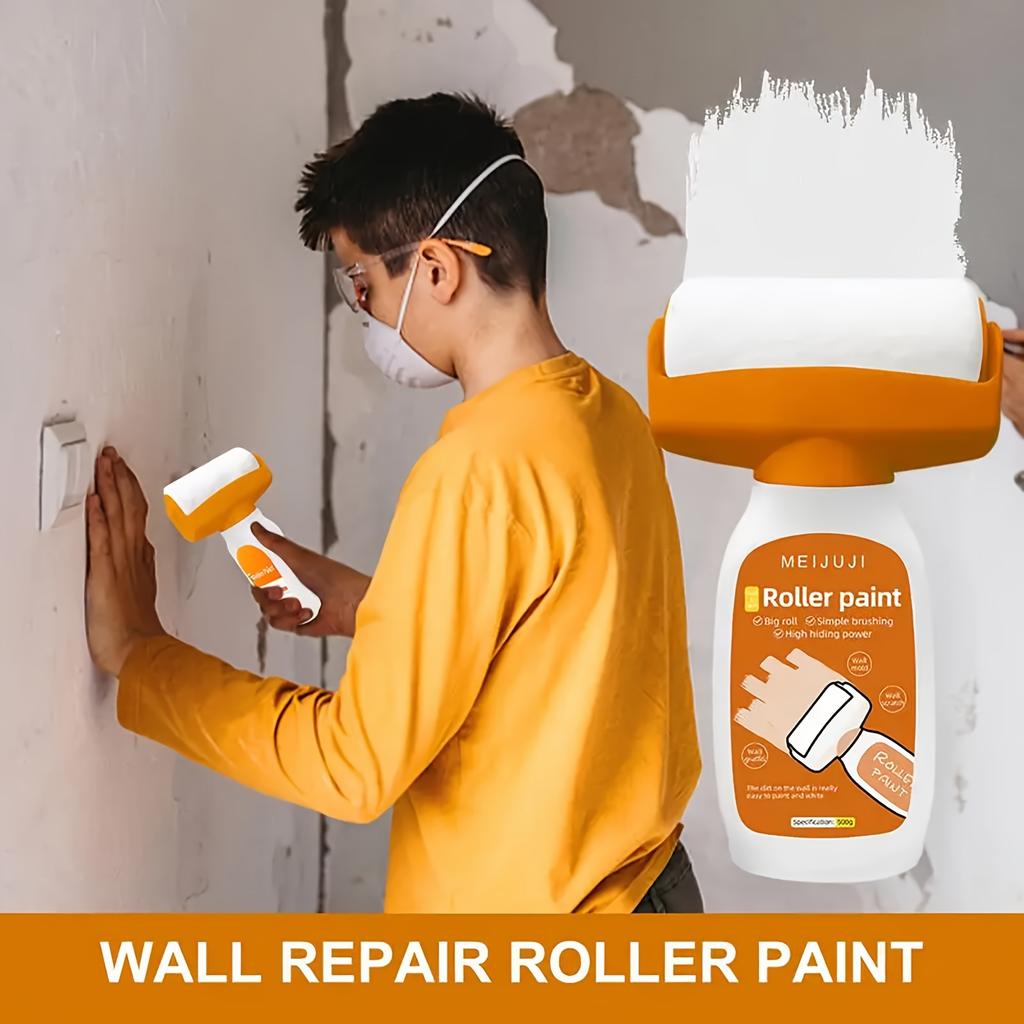 Wall Repair Rolling Paint,2 In 1 Wall Refinish Paint Roller Brush for Ceramic Tile, Pottery Porcelain Walls,Ceilings for Home Improvement,DIY Projects