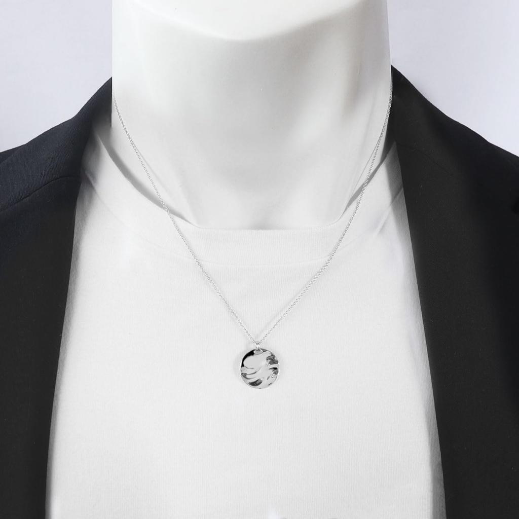 Reversible Sterling Silver 925 Necklace with July Birthstone and Plate Coin Necklace Natural Stone [Sears] Men's Diamond, Ruby, (sv925) -