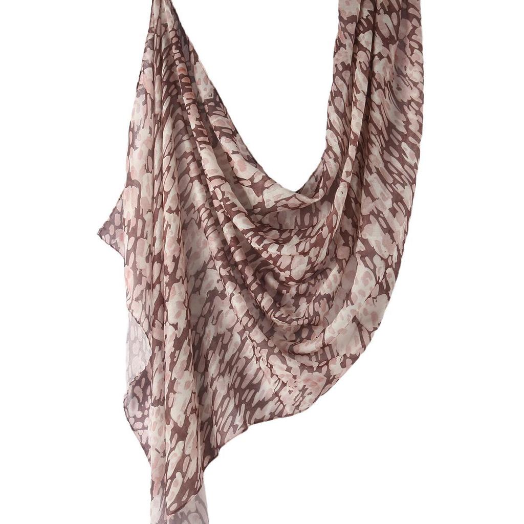 "Ethnic Watercolor Modal Cotton Shawl Satin Print Scarf for Women"