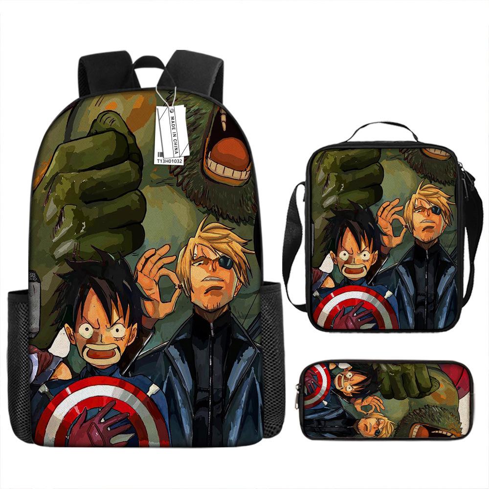 Surrounding ONE PIECE cartoon animation primary school students second or fourth grade lightweight burden reduction large capacity backpack bag