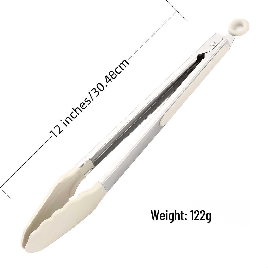 Silicone High-Temperature Resistant Tongs - Ideal for Grilling, Frying, and Bread - Stainless Steel Kitchen Tool