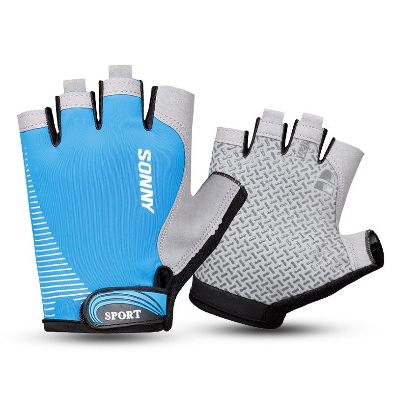 Custom Men Half Finger Fitness Outdoor Gym Sport Mountain Bicycle Riding Gloves S синий