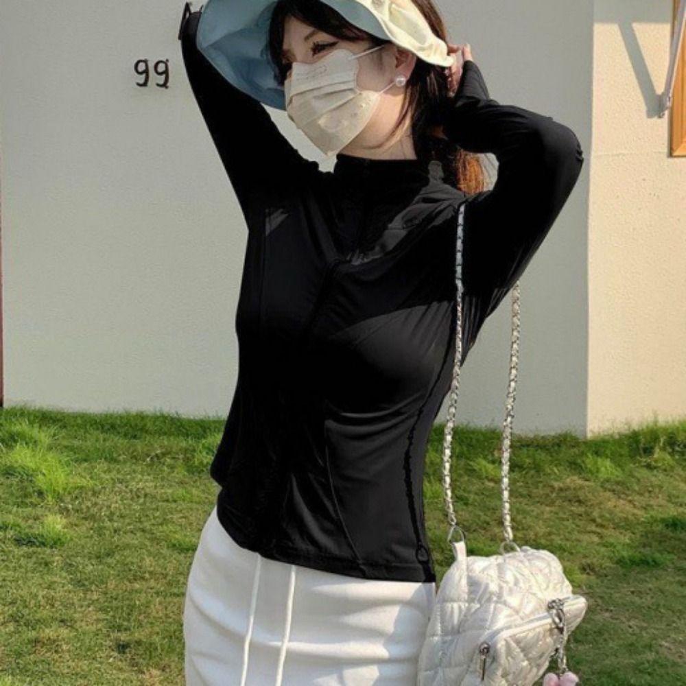 Anti-UV Sun Protection Top Women Stand Up Collor Quick Dry Sweatshirts Outdoor Jackets Cycling