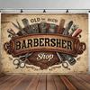 2D flaches Design 1-teiliger Vintage-Friseursalon-Hintergrundstoff geeignet für Wohnzimmer und Schlafzimmer
