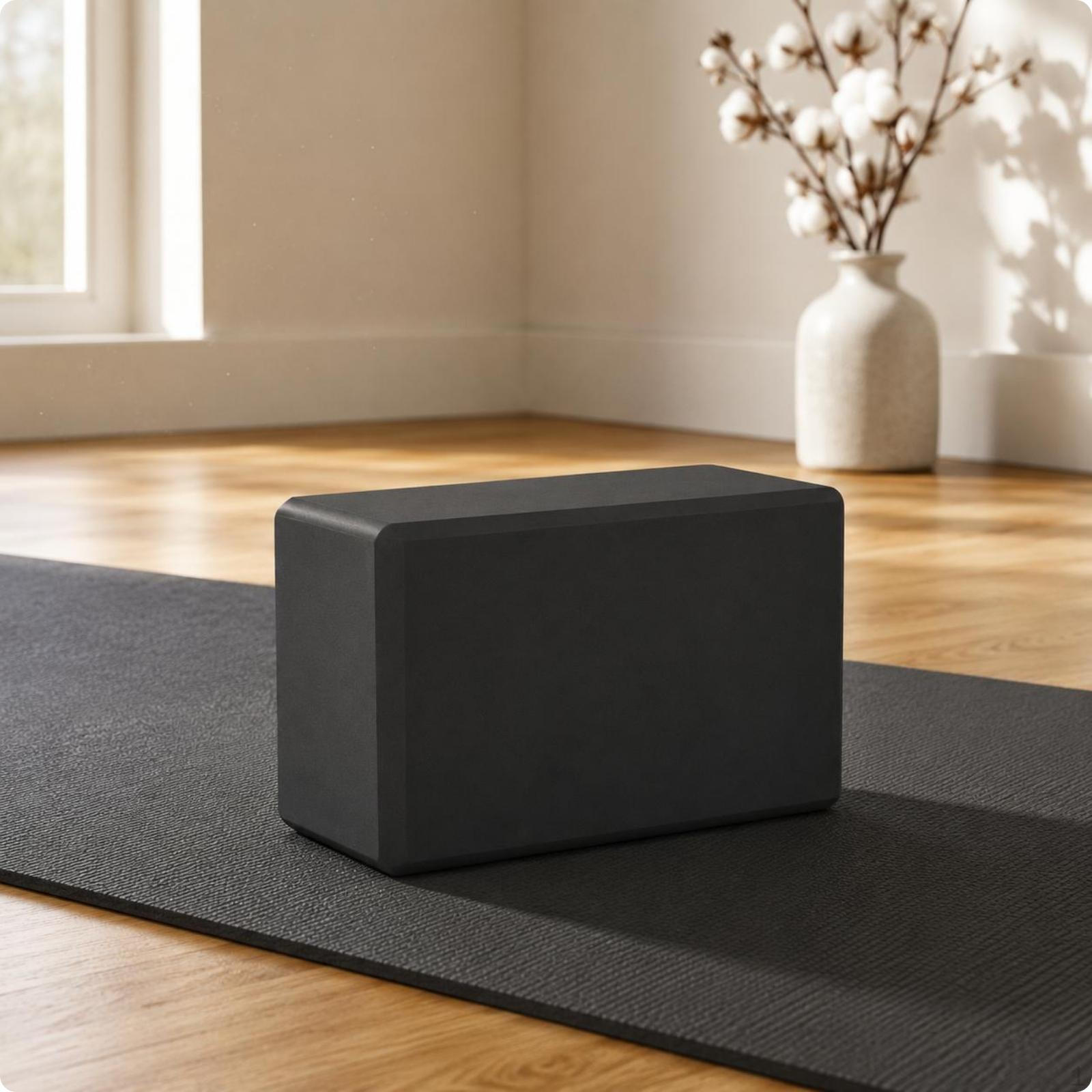 EVA Exercise Block Dense Rectangular Firm Stretch Prop Black