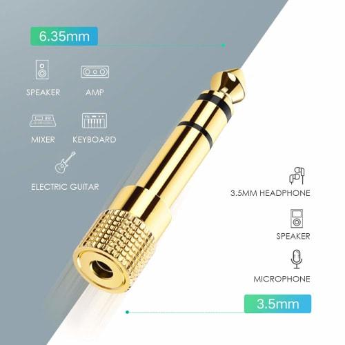 Ancable 6.35mm to 3.5mm Stereo Mini Plug Adapter, Female to Male, for Headphones, Amplifiers, Digital Pianos, Earphones, and More