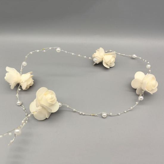 String Lights with White Roses And Faux Pearls Portable Fairy Lights for Bedroom Soft Lighting Decorative String Light for Party Holiday Wedding