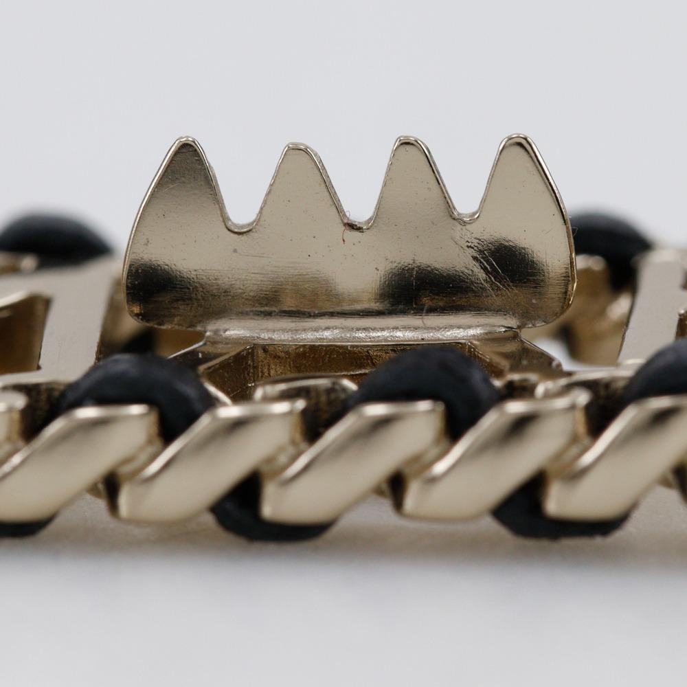 CHANEL CHANEL logo Valletta Chain Barrette black leather/Plated Gold Women Used