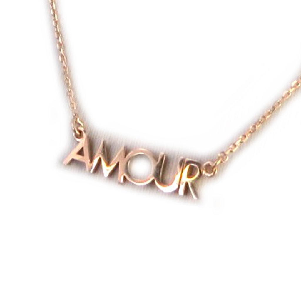 Les Trésors De Lily [N2532] - Gold Plated Necklace 'Amour' Rose Gold - 20x5 Mm