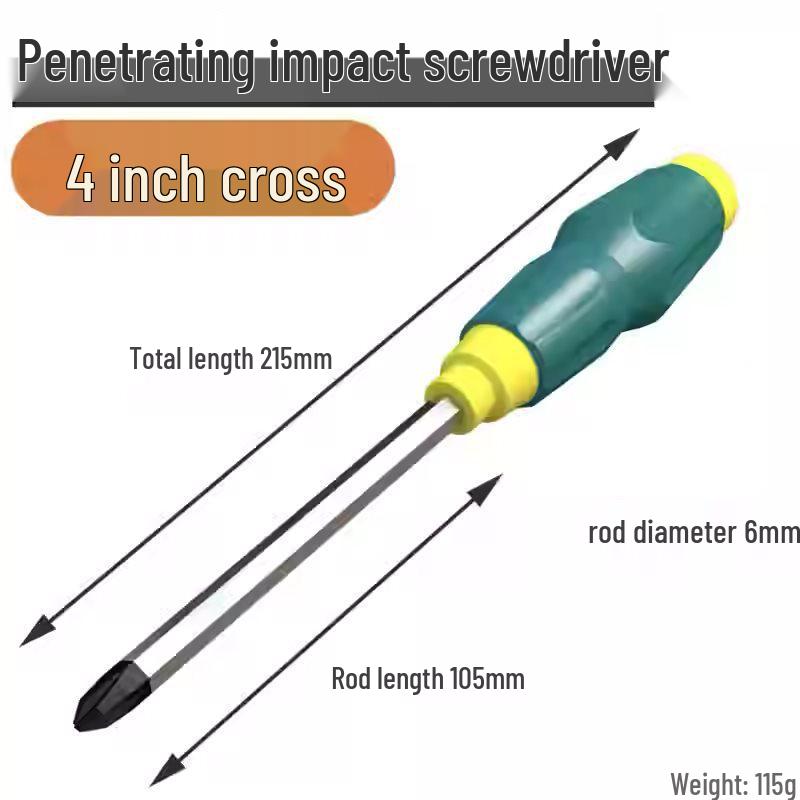 Industrial Grade Extra Long Magnetic Phillips/Slotted Screwdriver with Hollow, Hammerable Design