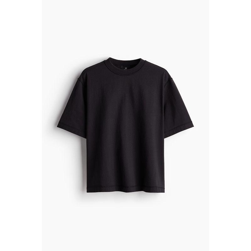 

HM Men s and Women s T-shirt Autumn Founder Style Washed Heavy Weight Cotton Short Sleeve Tops 1245825 Black 180/116