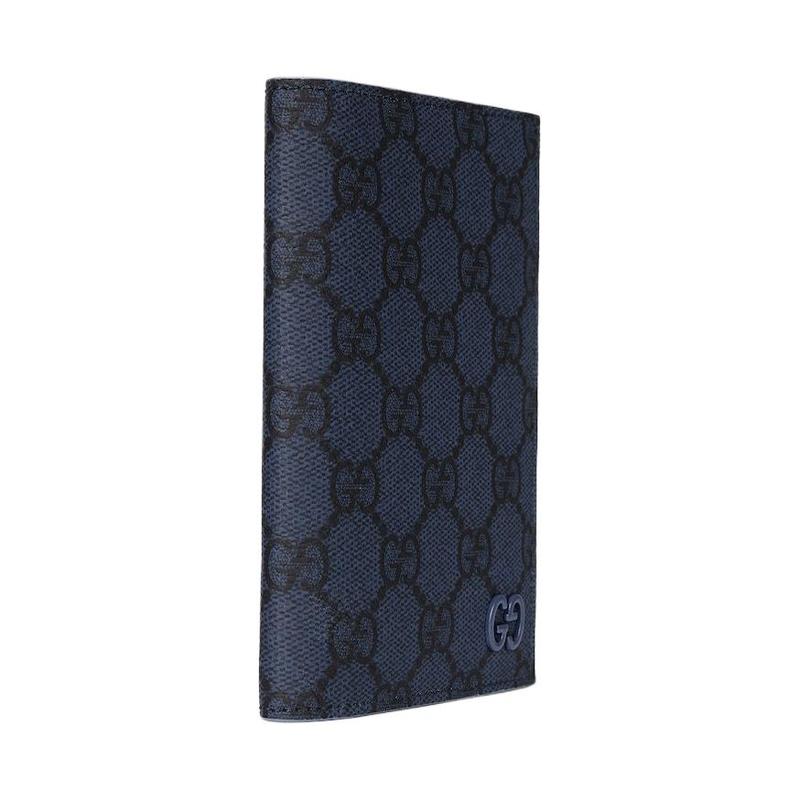 Gucci GG Supreme Passport Holder with Ceramic Effect Leather Card Holder Women's Dark Blue