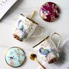 400ml Luxury High-Grade Bone China Chinese Style  Tea Cup with Lid Spoon Ceramic Flower Bird  Mug drinkware Gifts