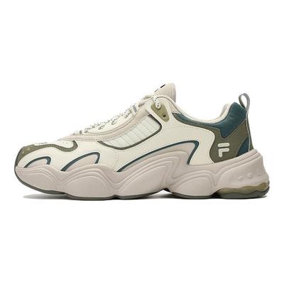 Fusion Tecido Couro Sintético Versátil Simples Absorção de Choque Resistente ao Desgaste Top Baixo Tênis Dad Masculino Branco T12M341617FVS