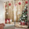 Rustic Christmas Curtains Snow Tree Gifts Party Decoration Suitable Bedroom Living Room Dining Set Of 2 Made Polyester Sitting Decor