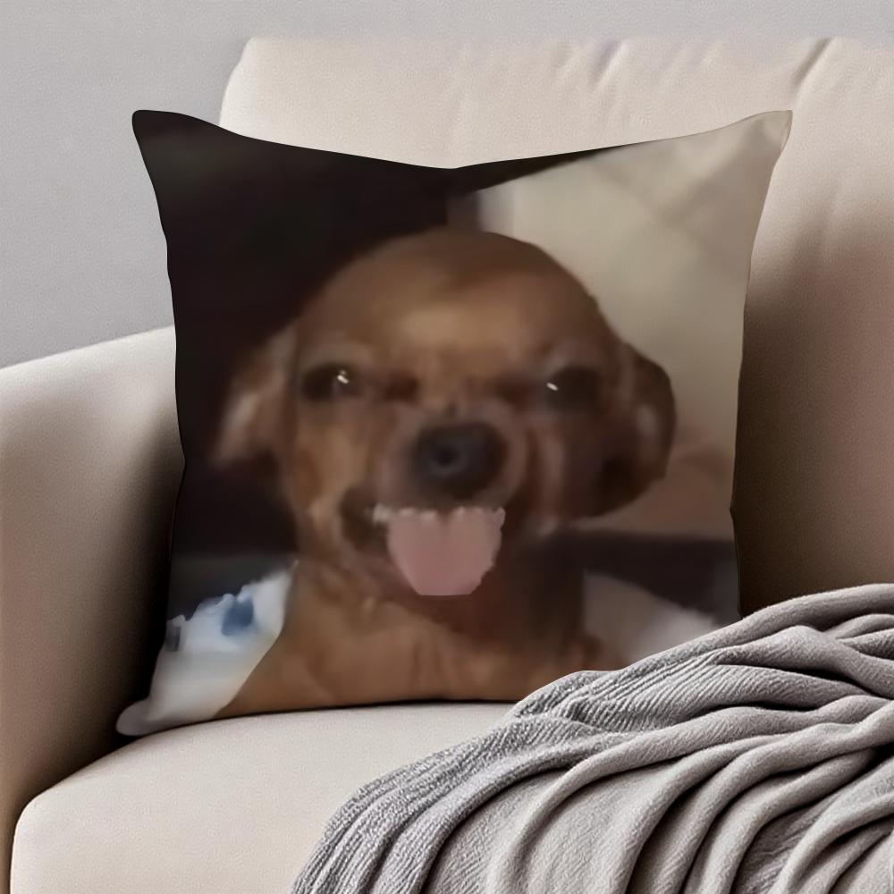 Abstract Cute Funny Pet Dog Meme Cushion Cover Pillowcase Antidustmite Invisible Zipper Short Plush Sofa Cushion