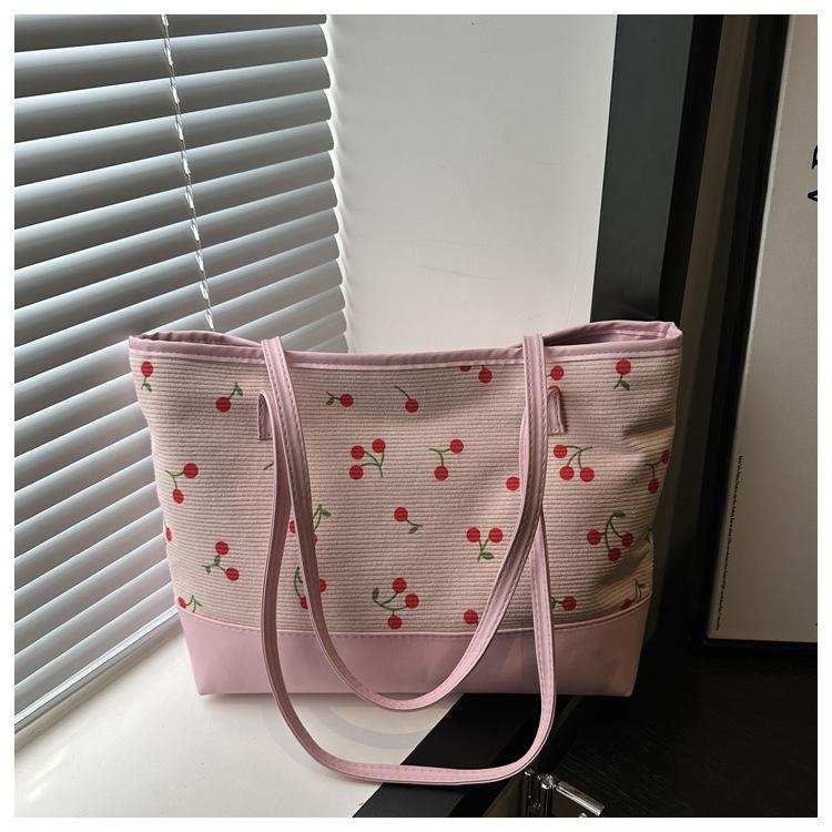 

Маленькая сумка-тоут «Вишня» высокой стоимости, весенне-летняя новая модная тенденция 2025 года, вместительная сумка через плечо, сумка для отдыха розовый