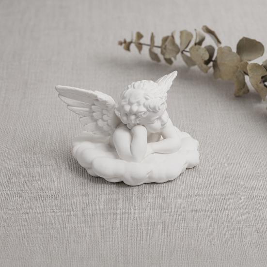 Little Angel Statue Figurine, 3D Printed Desktop Ornament, Matte Texture White Modern Style Sculpture, for Home Office Decor