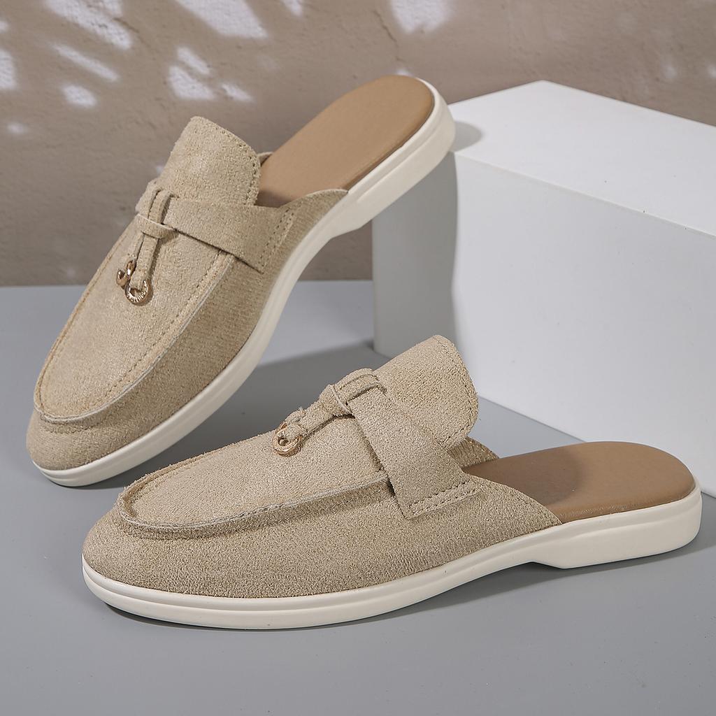 Casual Flat Bottom Mules Lock Tassel Loafers Fashion Women Single Shoes Brand Metal Buckle Slipper Comfortable Slip on Shoes