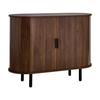 Dulap pentru Bar de Cafea, Masă de Bar de Cafea Striată Stil Mid-Century, Dulap Stand Bufet cu 2 Uși Glisante, Stație Bufet Lateral pentru Sufragerie,