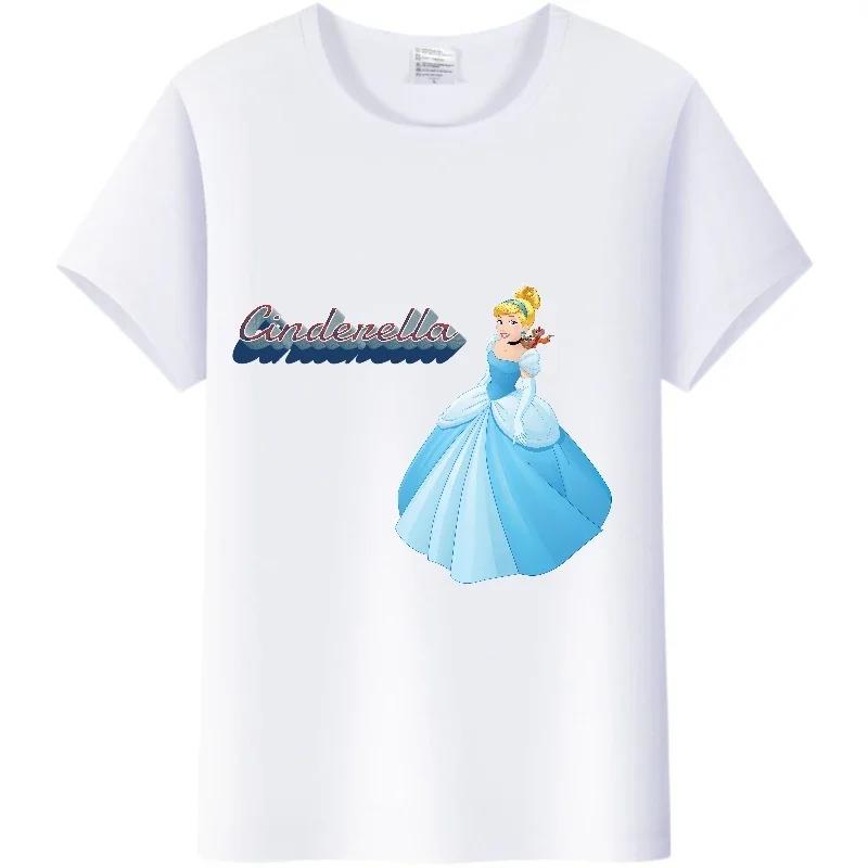 T-shirt Kawaii Disney Cartoon Ragazza Camicia Principessa Donna Estate 2024 Abbigliamento Y2K Top Manica Corta Magliette Carine Bluse Bianche Larghe