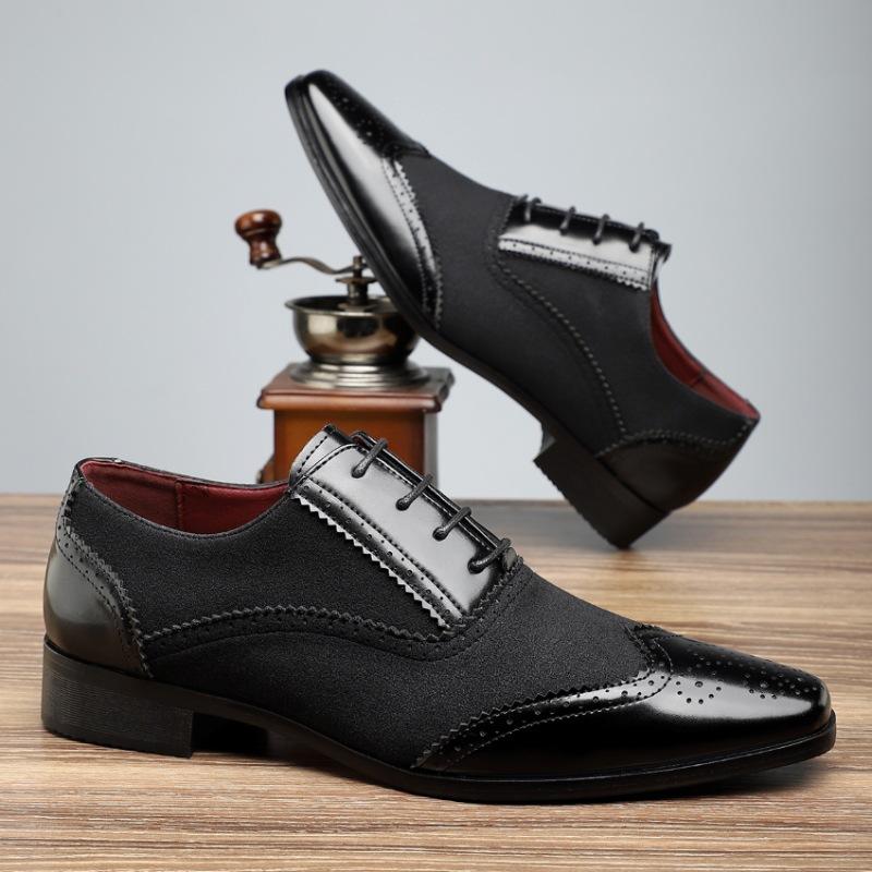 Luxury Designer Male Pointed White Black Mix Patchwork Brogues Oxford Shoes Men's Formal Wedding Dress Homecoming Zapatos Hombre