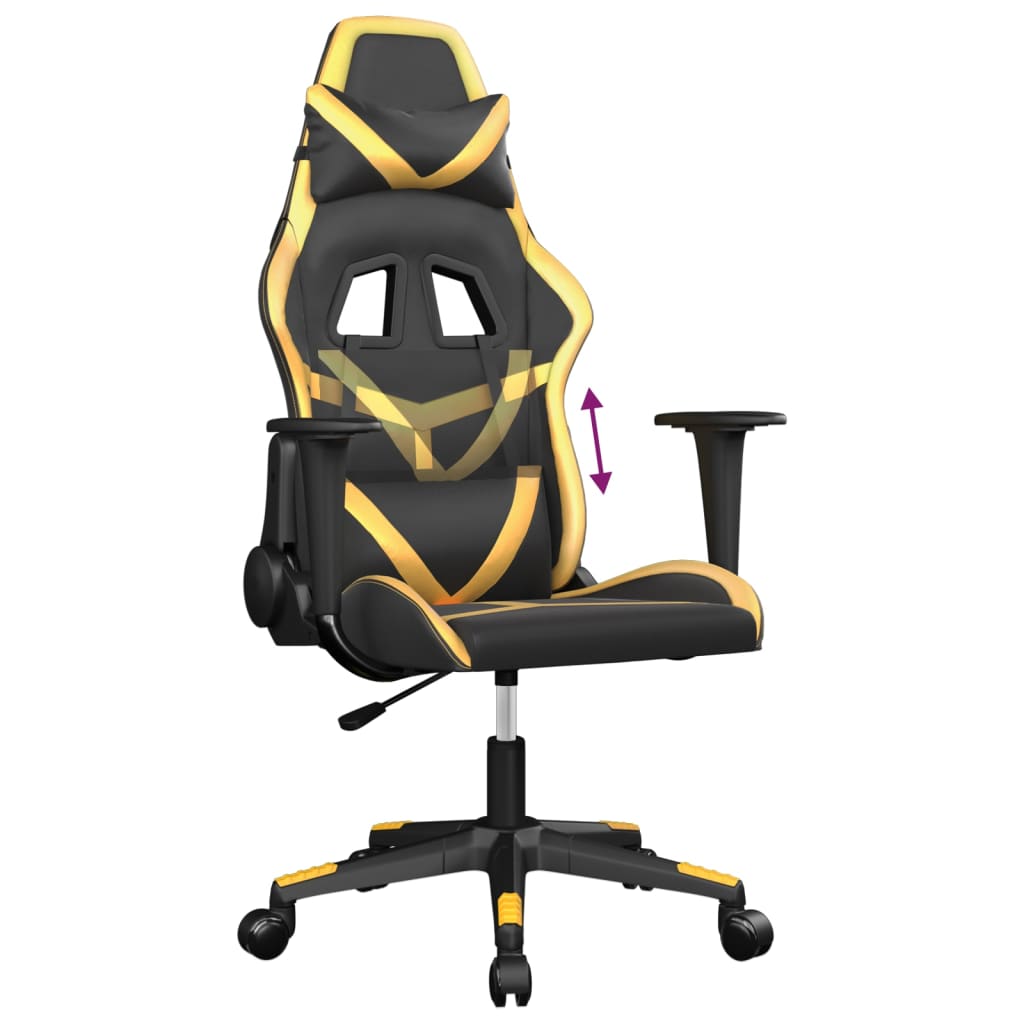 Vidaxl Gaming Chair, Black-Gold, Faux Leather