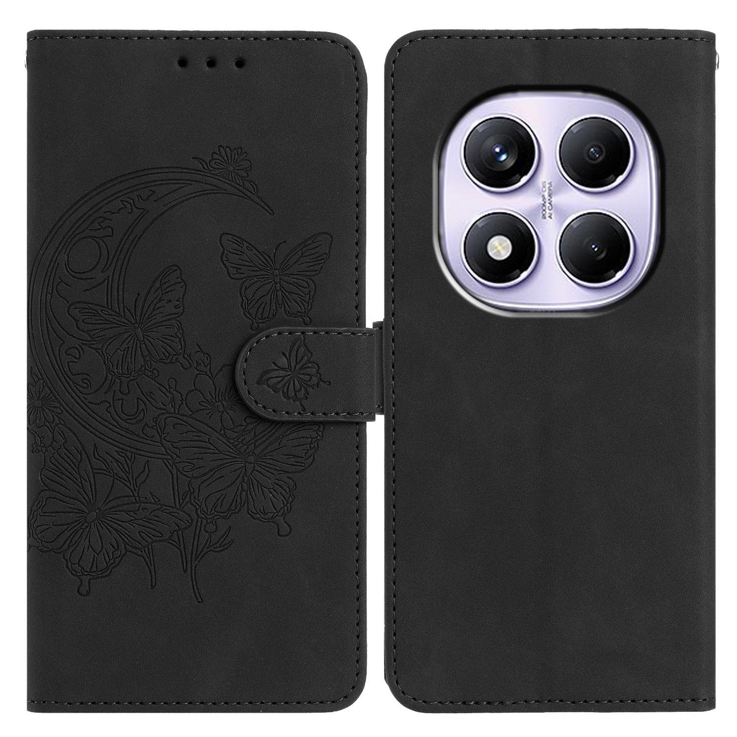 

Чохол з PU шкіри для Xiaomi Redmi Note 14 Pro+ 5G/Note 14 Pro 5G/Poco X7 5G з тисненням у вигляді метелика та квітки, гаманець-підставка, чохол для телефону F
