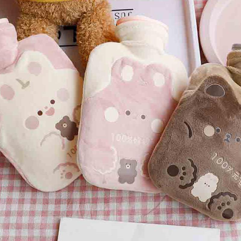 Cute Hot Water Bottle Bag For Girls Plush Shoulder Hand Warmer Heat Pack Warm Belly Instant Hot Pack Winter Water Heating Pad